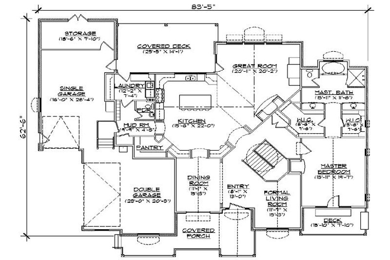 Home Plan - Floor Plan - Main Floor for Traditional House Plan #5-307 - 5 bed, 3.5 bath