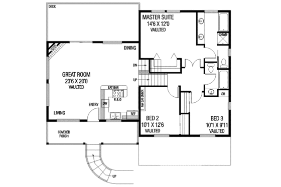 Floor Plan - Main Floor for Traditional House Plan #60-103 - 3 bed, 3 bath