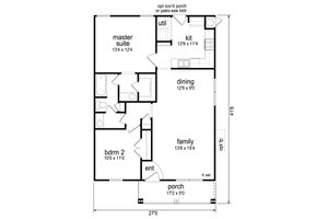 Floor Plan - Main Floor for Craftsman House Plan #84-445 - 2 bed, 1 bath
