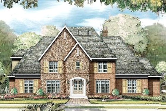 Exterior - Front Elevation for European House Plan #424-222 - 4 bed, 5 bath