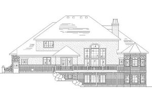 Exterior - Rear Elevation for European House Plan #5-382 - 5 bed, 3.5 bath