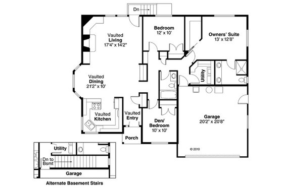 Floor Plan - Main Floor for Country House Plan #124-368 - 3 bed, 2 bath