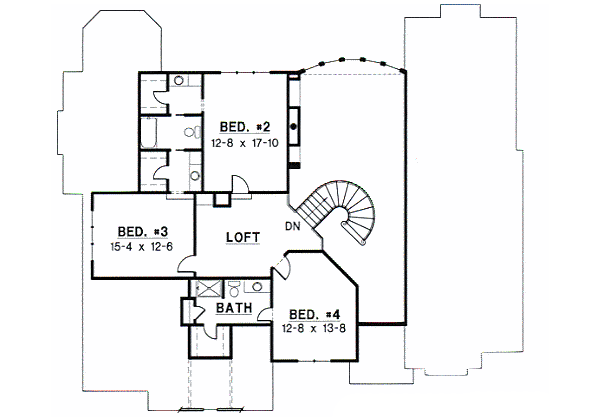 Traditional Floor Plan - Upper Floor Plan #67-295