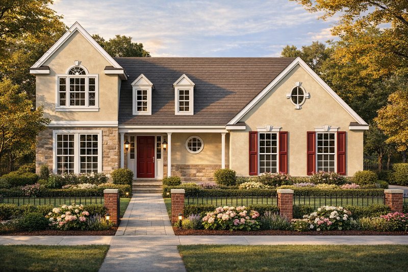 House Design - Exterior - Front Elevation 2 for Colonial House Plan #1053-32 - 4 bed, 2.5 bath