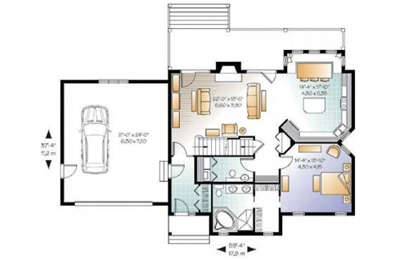 Floor Plan - Main Floor for Craftsman House Plan #23-2485 - 3 bed, 2.5 bath