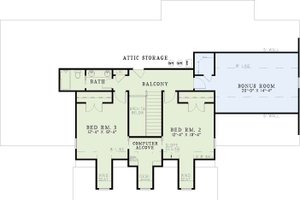 Floor Plan - Upper Floor for Southern House Plan #17-215 - 4 bed, 3 bath