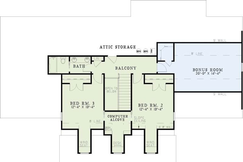 Home Plan - Floor Plan - Upper Floor for Southern House Plan #17-215 - 4 bed, 3 bath