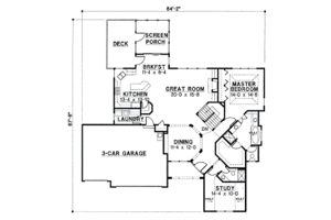 Floor Plan - Main Floor for European House Plan #67-125 - 3 bed, 4 bath