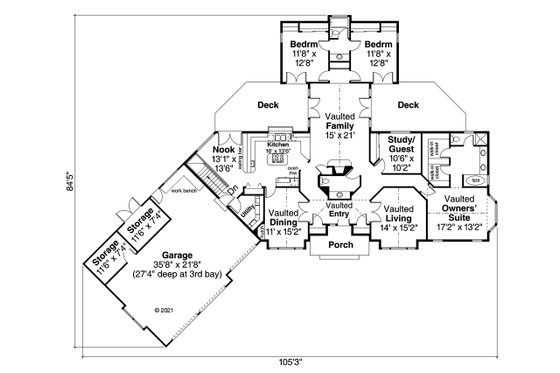 Floor Plan - Main Floor for Modern House Plan #124-123 - 4 bed, 2.5 bath
