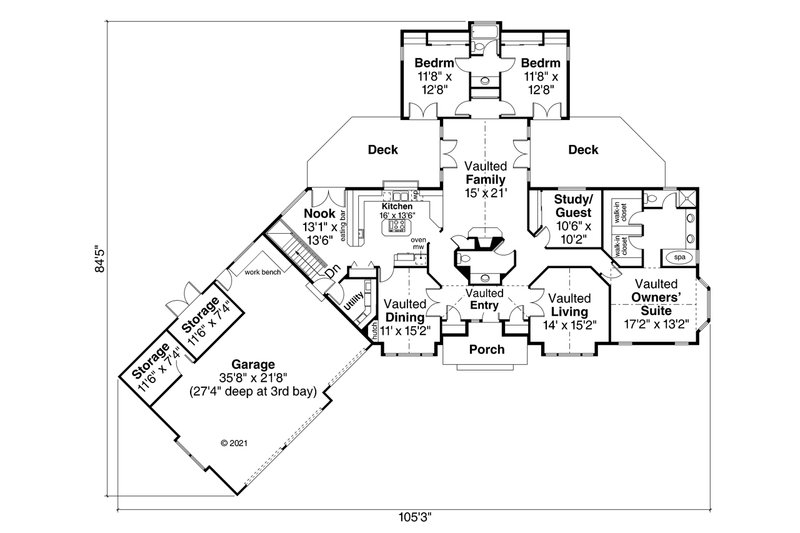 Home Plan - Floor Plan - Main Floor for Modern House Plan #124-123 - 4 bed, 2.5 bath