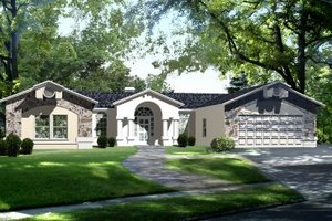 Adobe / Southwestern Exterior - Front Elevation Plan #1-459