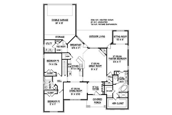 Floor Plan - Main Floor for Traditional House Plan #424-277 - 3 bed, 2 bath