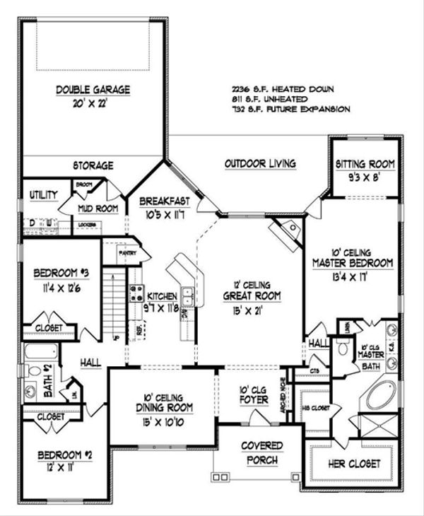 Traditional Floor Plan - Main Floor Plan #424-277