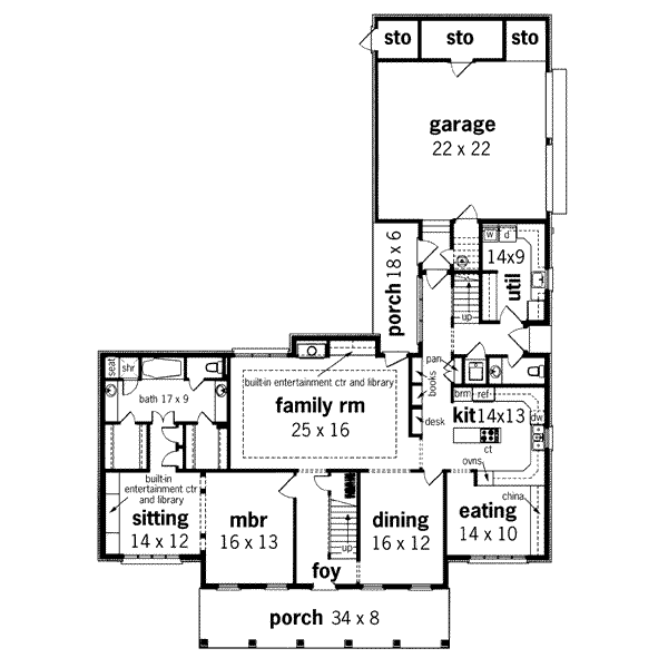 Home Plan - Southern Floor Plan - Main Floor Plan #45-161