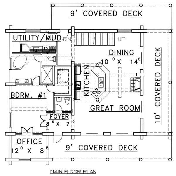 Home Plan - Log Floor Plan - Main Floor Plan #117-553