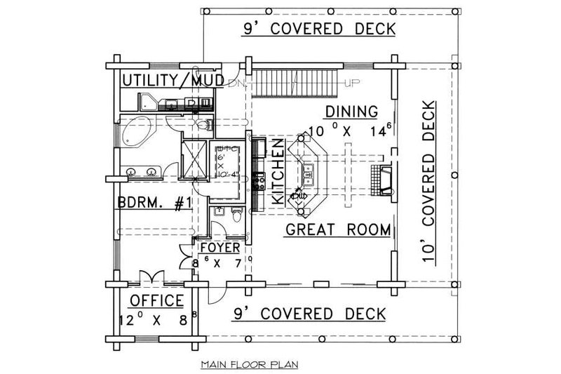 Dream House Plan - Floor Plan - Main Floor for Log House Plan #117-553 - 3 bed, 3.5 bath