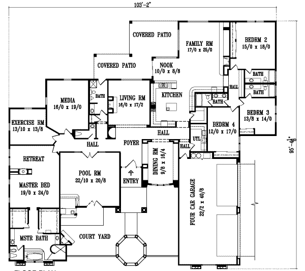 Adobe / Southwestern Floor Plan - Main Floor Plan #1-1118