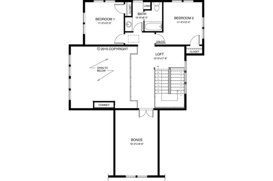 Floor Plan - Upper Floor for Craftsman House Plan #895-50 - 4 bed, 3.5 bath