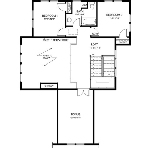 Craftsman Floor Plan - Upper Floor Plan #895-50