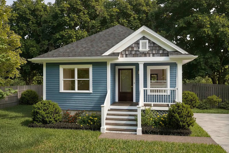 Exterior - Front Elevation 2 for Bungalow House Plan #79-129 - 3 bed, 2 bath