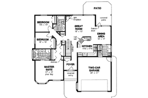 Floor Plan - Main Floor for Ranch House Plan #18-1020 - 3 bed, 2 bath