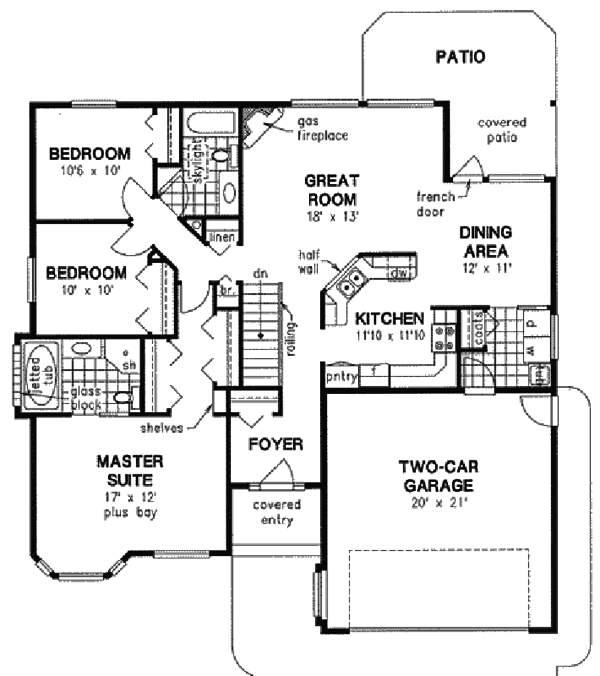 House Blueprint - Ranch Floor Plan - Main Floor Plan #18-1020