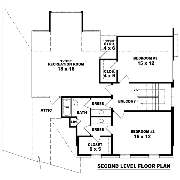 Colonial Floor Plan - Upper Floor Plan #81-1489