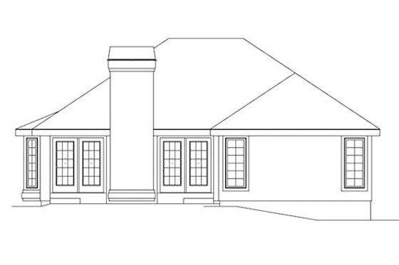 Exterior - Rear Elevation for European House Plan #57-168 - 3 bed, 2 bath