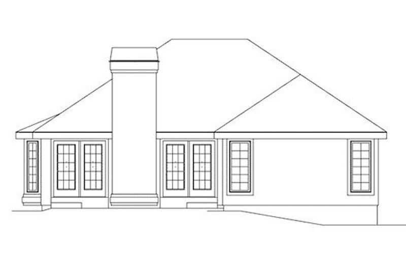 Home Plan - Exterior - Rear Elevation for European House Plan #57-168 - 3 bed, 2 bath