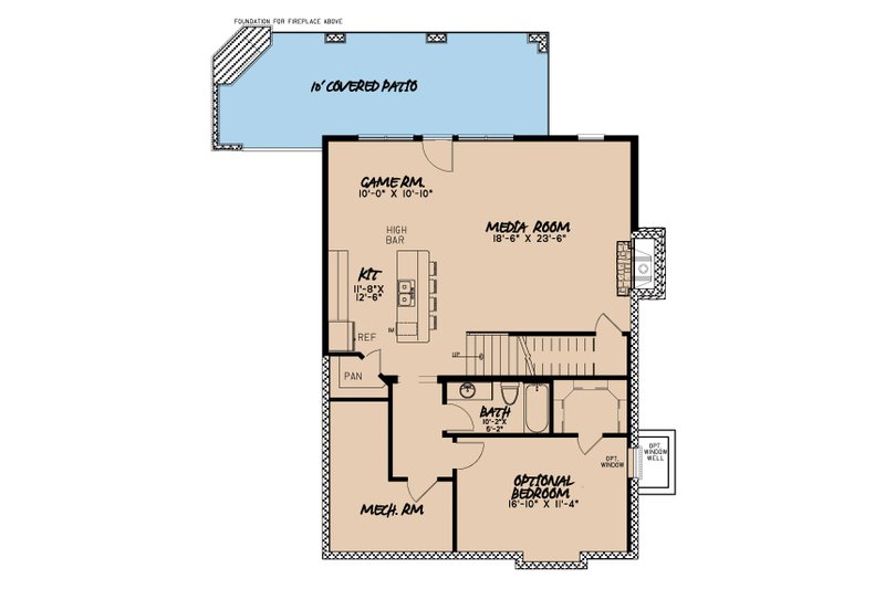 House Design - Floor Plan - Lower Floor for Country House Plan #17-3380 - 3 bed, 4.5 bath