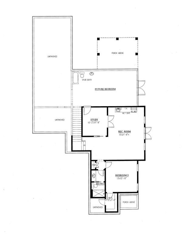 Home Plan - Ranch Floor Plan - Lower Floor Plan #437-89