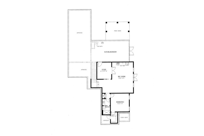 Home Plan - Floor Plan - Lower Floor for Ranch House Plan #437-89 - 3 bed, 3.5 bath