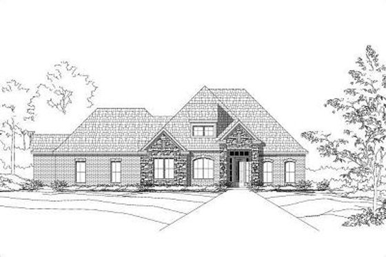 Exterior - Front Elevation for European House Plan #411-508 - 4 bed, 3.5 bath