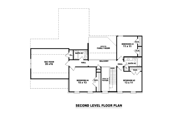 Floor Plan - Upper Floor for Colonial House Plan #81-13704 - 4 bed, 2.5 bath