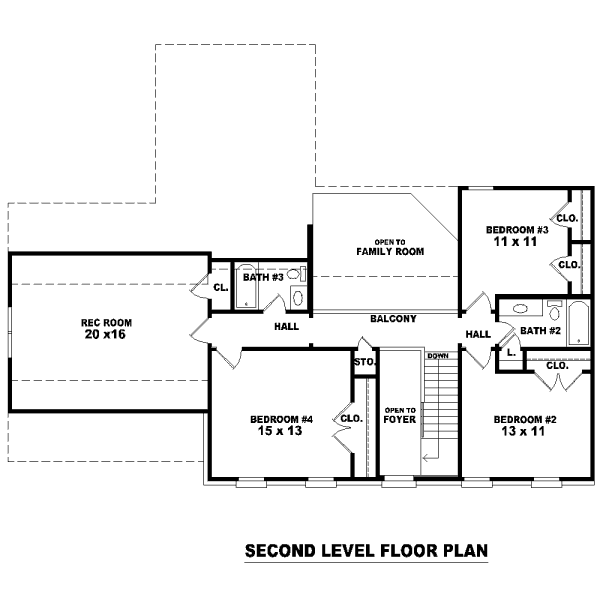Floor Plan - Upper Floor for Colonial House Plan #81-13704 - 4 bed, 2.5 bath