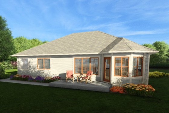 Exterior - Rear Elevation for Country House Plan #126-128 - 3 bed, 2 bath