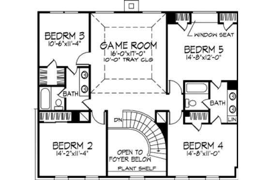 Floor Plan - Upper Floor for Colonial House Plan #410-139 - 5 bed, 3.5 bath