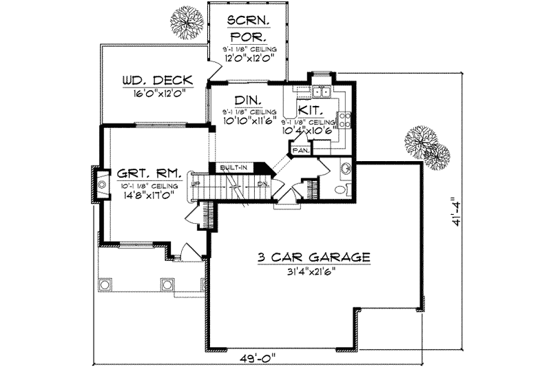 Home Plan - Floor Plan - Main Floor for Traditional House Plan #70-725 - 3 bed, 2.5 bath