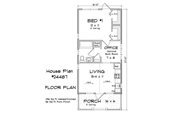 Floor Plan - Main Floor for Cottage House Plan #513-2280 - 1 bed, 1 bath
