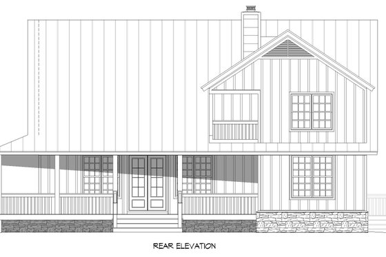 Exterior - Rear Elevation for Traditional House Plan #932-441 - 3 bed, 2.5 bath