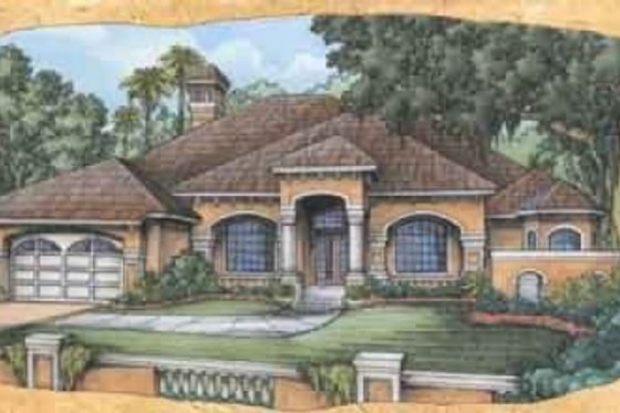 Exterior - Front Elevation for Mediterranean House Plan #115-114 - 4 bed, 3 bath