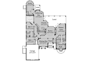 Floor Plan - Main Floor for Mediterranean House Plan #115-104 - 3 bed, 3.5 bath