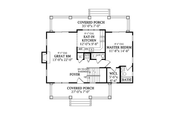 Floor Plan - Main Floor for Craftsman House Plan #456-5 - 3 bed, 2.5 bath