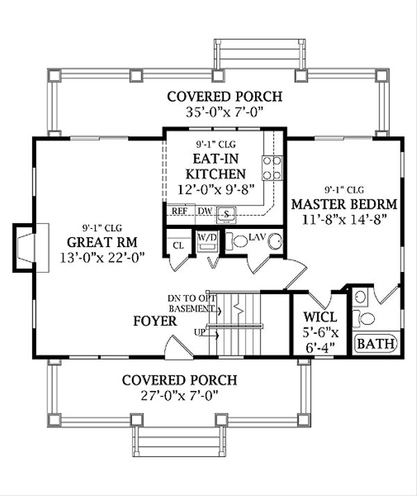 Craftsman Floor Plan - Main Floor Plan #456-5