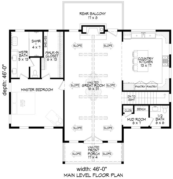 House Blueprint - Country Floor Plan - Upper Floor Plan #932-1114