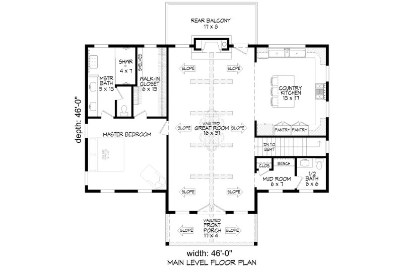 House Blueprint - Floor Plan - Upper Floor for Country House Plan #932-1114 - 3 bed, 2.5 bath