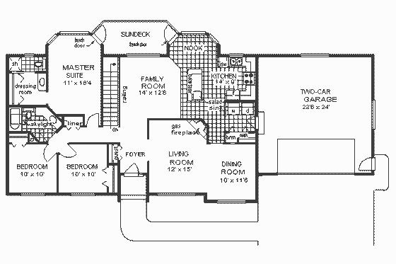 Floor Plan - Main Floor for Ranch House Plan #18-119 - 3 bed, 2 bath