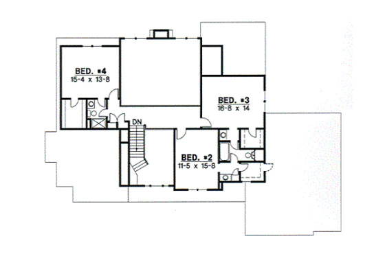 Floor Plan - Upper Floor for European House Plan #67-736 - 4 bed, 3 bath