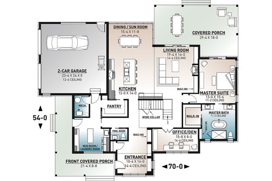 Floor Plan - Main Floor for Farmhouse House Plan #23-2691 - 4 bed, 3.5 bath