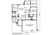 European Style House Plan - 3 Beds 2 Baths 1627 Sq/Ft Plan #70-991 